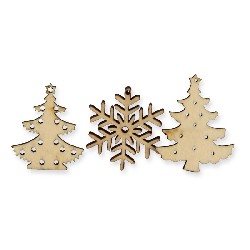 1 star + 2 trees wood miniature 1:12, Miniatures