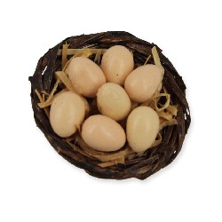 flat basket w eggs miniature 1:12, Miniatures