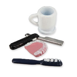 false teeth and razor set - 4 miniature 1:12, Miniatures