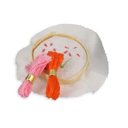 embroidery work with two skeins miniature 1:12, Miniatures