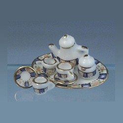 porcelain tea set 8 pcs miniature 1:12, Miniatures