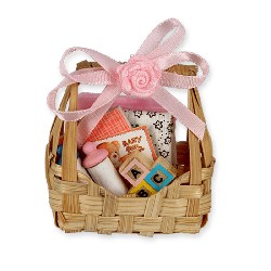 square basket w/baby set miniature 1:12, Miniatures