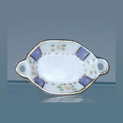 porcelain plate w/handles miniature 1:12, Miniatures