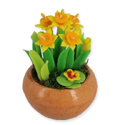 mixed flowers in pot miniature 1:12, Miniatures