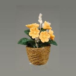 yellow flowers in basket miniature 1:12, Miniatures