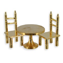 2 chairs+table brass Miniature 1:12