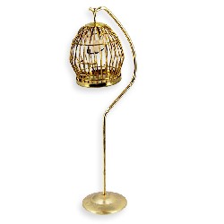 brass bird cage with stand Miniature 1:12