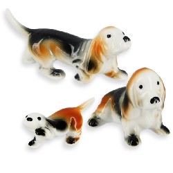3 pc family bone china set: dogs Miniature 1:12