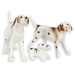 3 pc family bone china set: dogs Miniature 1:12