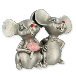 2 mice, pewter miniature 1:12