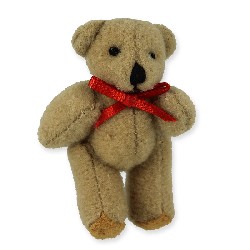 teddy 5cmh, bewegl. braun roter schleife miniature 1:12, Miniatures
