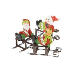 santa claus, snowman, reindeer sledge miniature 1:12