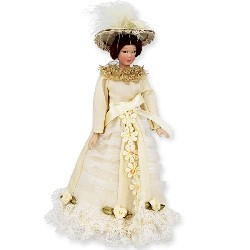 porcelain lady beige-pink for dollhouses 1:12