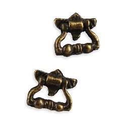 2 drawer pulls antiq brass for dollhouses 1:12