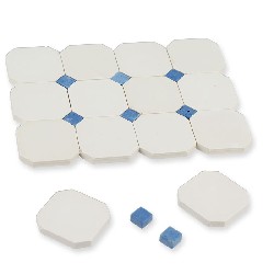 stone floor white and cabochon blue 19x19mm, 72 pcs miniature 1:12, Floor