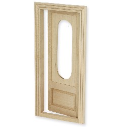 door oval window bare wood for dollhouses 1:12
