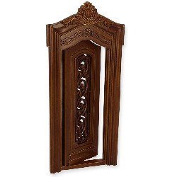 single door w/glass walnut miniature 1:12, Accessories for dollhouses