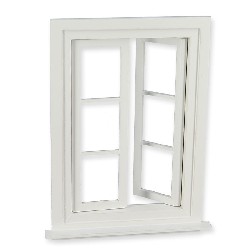 small working window, white miniature 1:12, Accessories for dollhouses