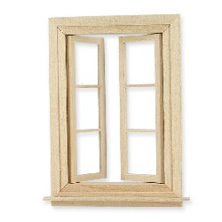 small working window barewood miniature 1:12, Accessories for dollhouses