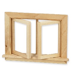 small working window bare wood for dollhouses 1:12