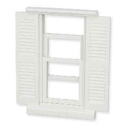 lpt louvered window white for dollhouses 1:12