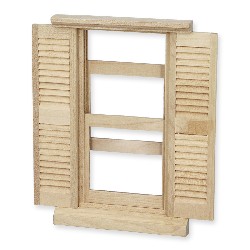 lpt louvered window bare wood for dollhouses 1:12
