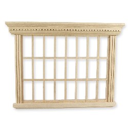 big window 24 mullions bare wood miniature 1:12, Accessories for dollhouses