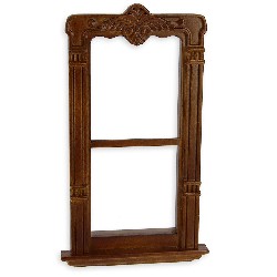 single window walnut miniature 1:12, Accessories for dollhouses