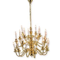 12v chandelier brass 24 arms miniature 1:12, Electricity and Lamps 12V