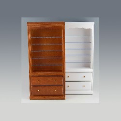 single bookcase drawers white miniature 1:12, Furniture