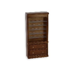 single bookcase drawers walnut miniature 1:12