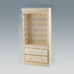 single bookcase drawers bare wood miniature 1:12, Furniture