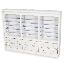 triple bookcase drawers white miniature furniture 1:12