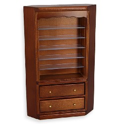 corner bookcase walnut miniature furniture 1:12