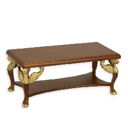 coffee table walnut-gold miniature 1:12, Collectable furniture (Trianon)