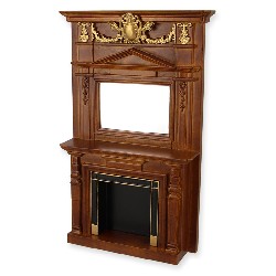 fireplace walnut-gold miniature 1:12, Collectable furniture (Trianon)