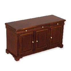 3 doors side table walnut miniature 1:12, Collectable furniture (Trianon)