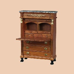 empire style secretaire walnut/gold miniature 1:12