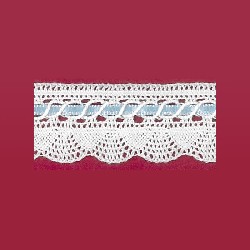 white lace curtain w. blue satin ribbon miniature 1:12