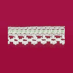 white lace curtain w. green satin ribbon miniature 1:12, Wall