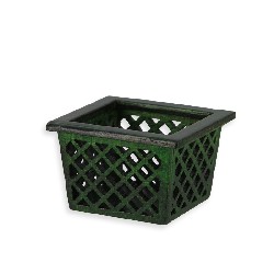 mini wooden basket dark green Miniature 1:12