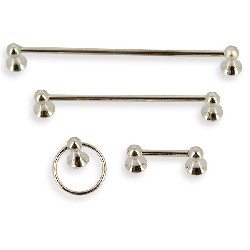 silver bath rail set 4 pcs Miniature 1:12