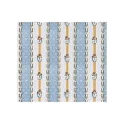 wallpaper, stripes+flowers blue miniature 1:12