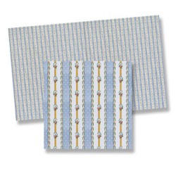 wallpaper, stripes+flowers blue for dollhouses 1:12