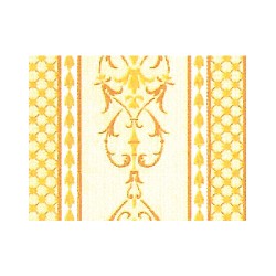 wallpaper ocher medallion stripe print miniature 1:12, Wall