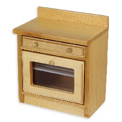 kitchen element stove, natural oak miniature 1:12