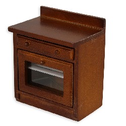 kitchen element stove, natural oak miniature 1:12