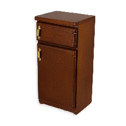 kitchen fridge, walnut miniature 1:12