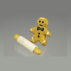 ginger bread man and roller pin miniature 1:12, Christmas