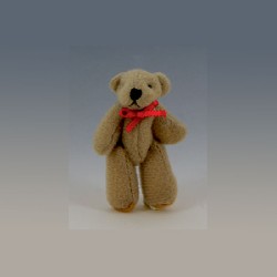 teddy 5cmh, bewegl. braun roter schleife miniature 1:12, Christmas